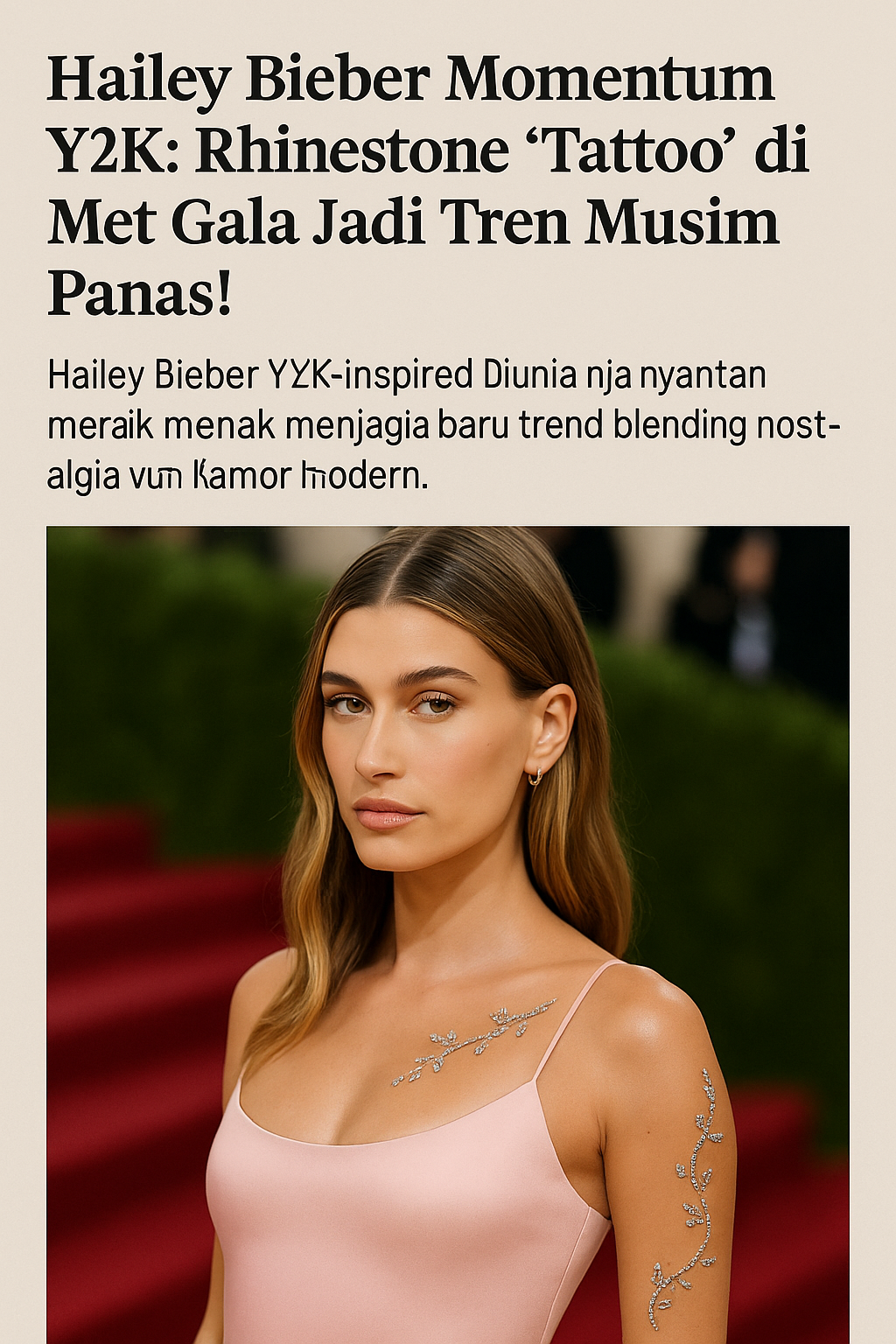 Hailey Bieber Pakai Tato Rhinestone